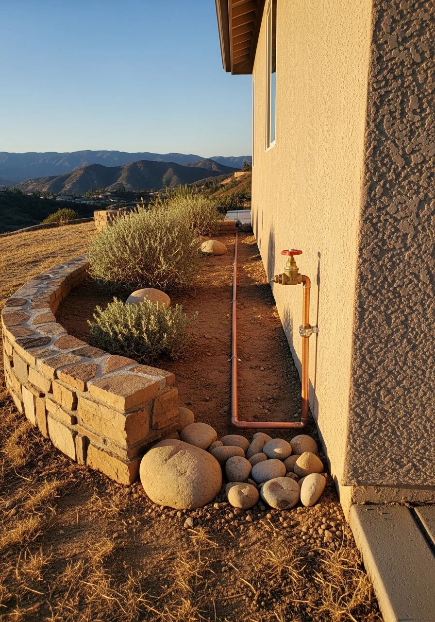 Lake Elsinore property with hillside terrain and residential construction detail.